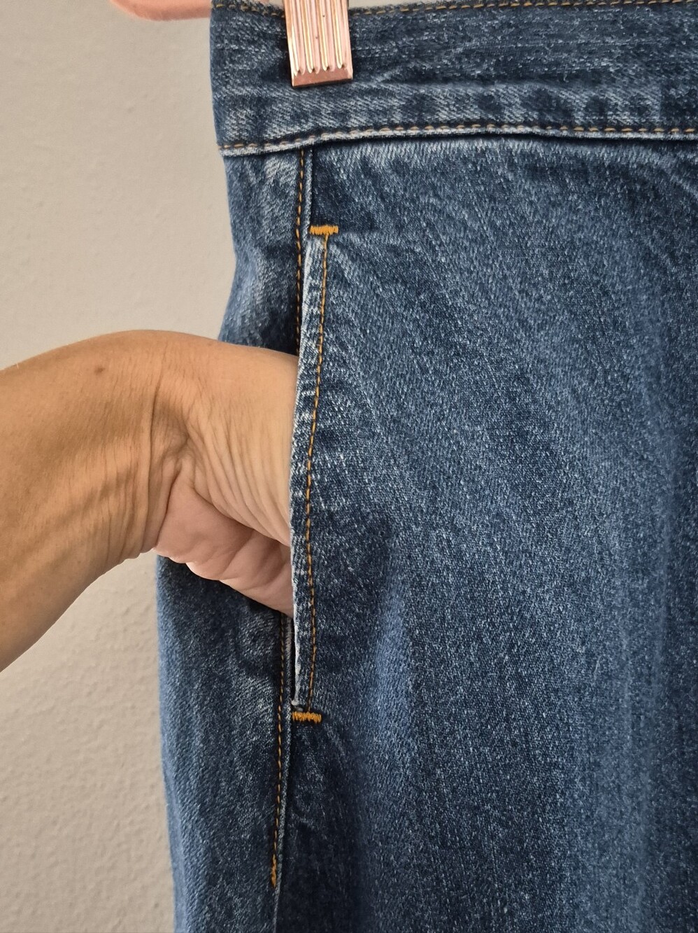 Azul By Moussy Vintage Denim Skirt Maxi Women 100% Cotton Raw Hem Made in Japan - Picture 3 of 10